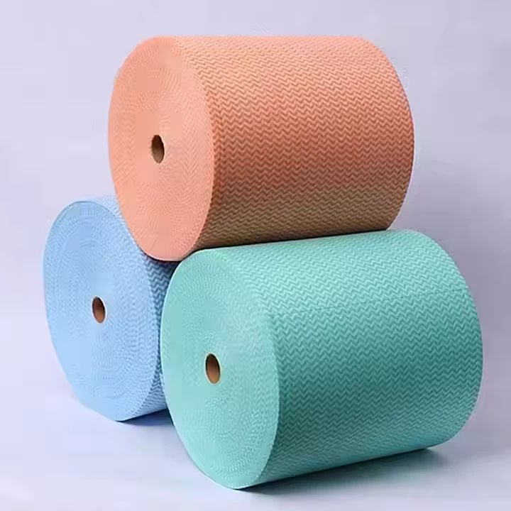 Toallitas secas azules desechables para restaurante en rollo gigante que limpian el tejido no tejido hidroenredado para Brasil